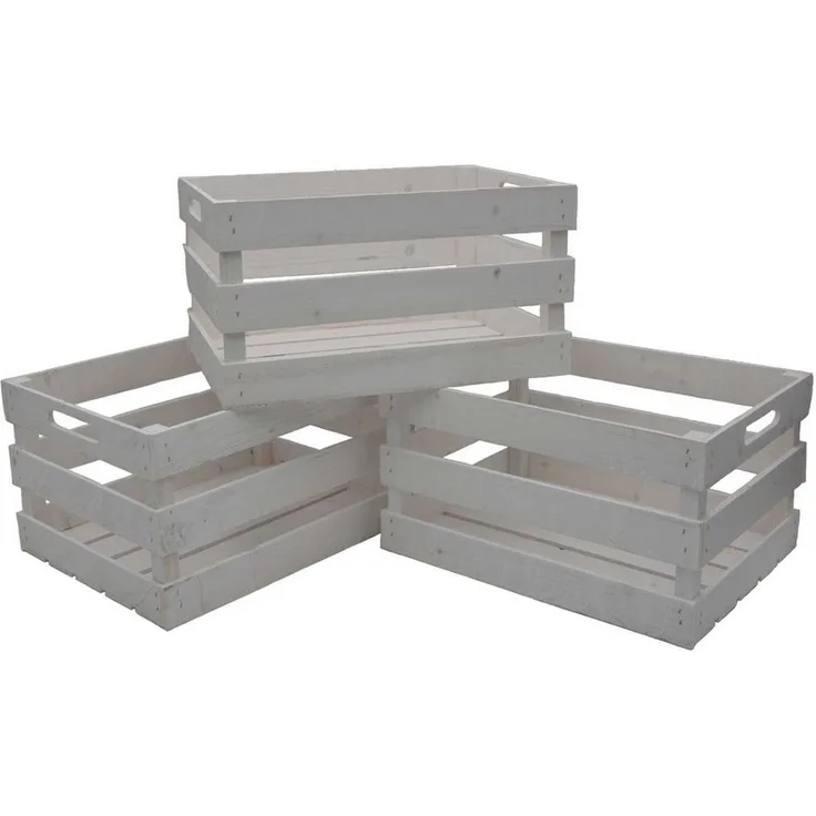 UNUS HOME Dekokiste Holzkiste Weiß 3er Set