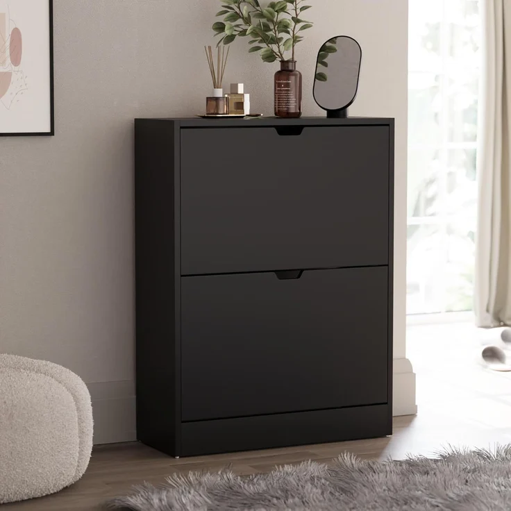 Vida Designs Schuhschrank, Schwarz, 80H x 60W x 24D – Bild 1