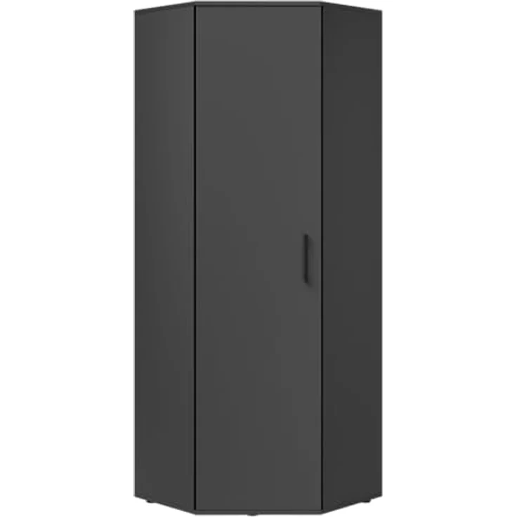 Bellamio Apol Eckschrank schwarz – großer Mehrzweckschrank – Allzweckschrank aus Holz – Haushaltsschrank mit 5 Fächern – Aktenschrank für Flur/Küche/Büro – Putzschrank – Aufbewahrungsschrank – Bild 8