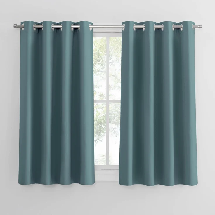 PONY DANCE Übergardinen Blickdicht Thermo Vorhang Kälteschutz mit Ösen | 2er Set H145 x B140 cm, Arktisches Blau, Verdunkelnde Gardinen, Sichtschutz, Kurz, für Schlafzimmer Wohnzimmer Küche Büro