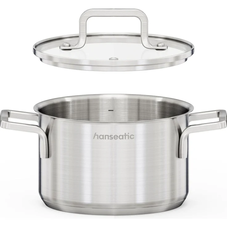 Hanseatic Kochtopf DAILY, Edelstahl 18/10 (1-tlg), handfreundliche Griffe, Literskala, Glasdeckel, Induktion – Bild 2