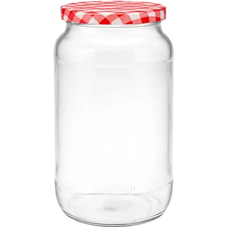 hocz 6x Einmachgläser 1 Liter | mit Deckel Rot Kariert TO 82 | leere Gläser mit Schraubdeckel zum befüllen 1 L | 1000 ml Sturzgläser, Schraubgläser, Marmeladengläser Set | 6 Stück – Bild 4