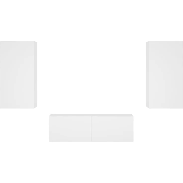 vidaXL 3-tlg. TV-Wohnwand mit LED-Leuchten Weiß 3216874 – Bild 12