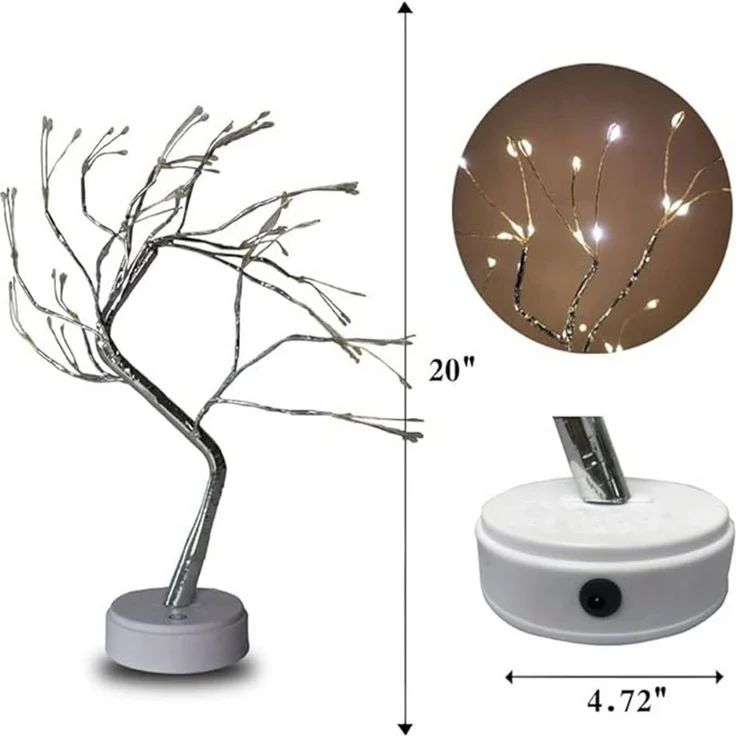 MOPUEA Dekolicht LED Dekolicht Bonsai Baumlampe 108 LEDs USB Tischlampe Dekoration, 108 LEDs flexibel USB Batterie Touch warm dekorativ – Bild 4