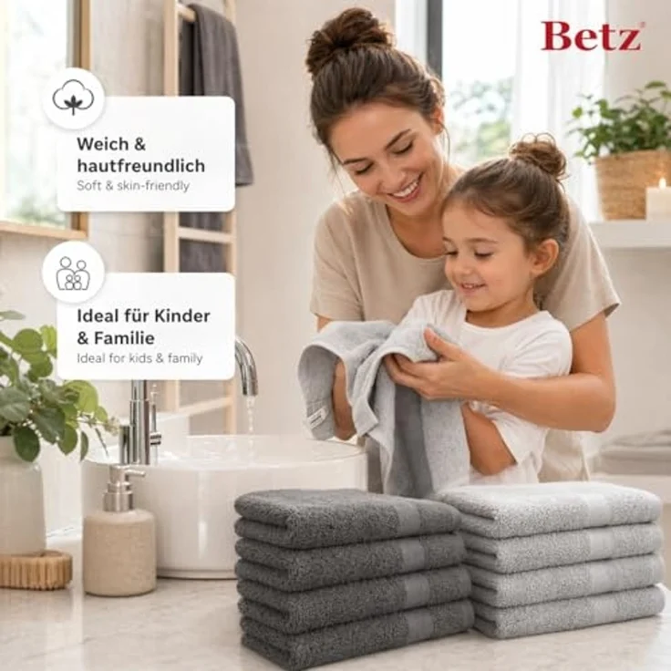 Betz Seiftuch 10 Stück Seiftücher Set Premium 30x30 cm Farbe anthrazit & silbergrau, (Set, 10-St), Seiflappen – Bild 3