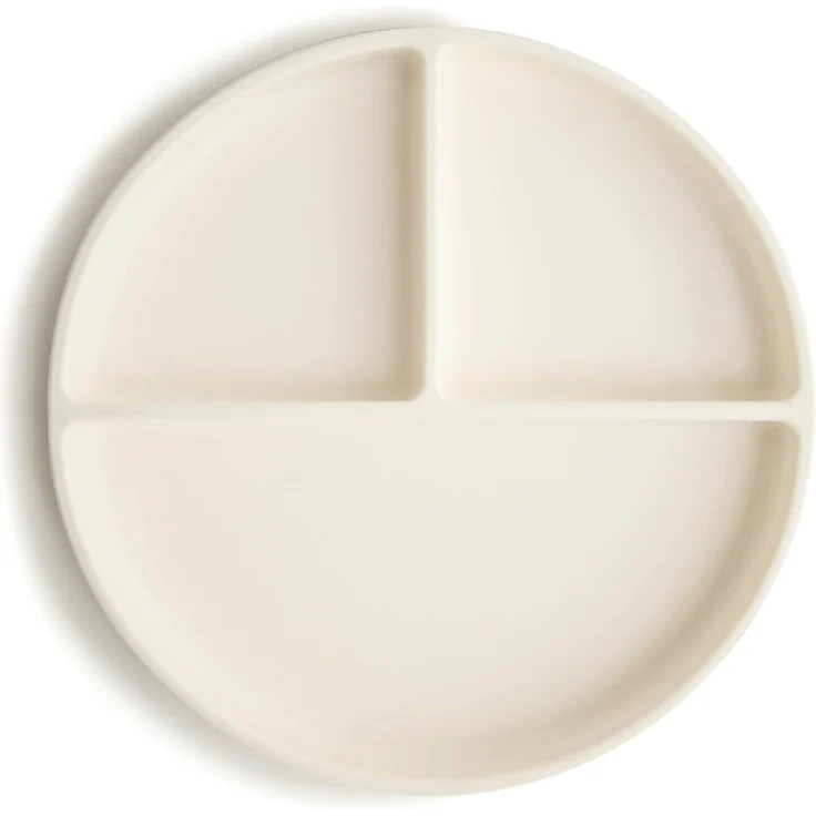 Mushie Silikon Menüteller mit Saugring ivory – Bild 1