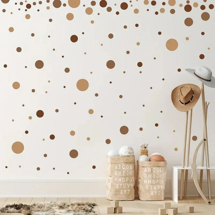Montegoni Wandsticker 4 Stück Boho Brown Dot Pattern Wandaufkleber, selbstklebend, (Schlafzimmer, Wohnzimmer), Abnehmbar, modern, aus Kunststoff, selbstklebend, mit Glitzerakzenten. – Bild 4