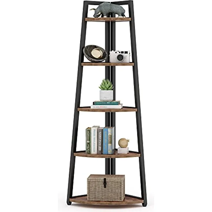 LITTLE TREE 5-stöckiges hohes Eckregal 70 Zoll Eckbücherregal Bücherregal für kleine Räume