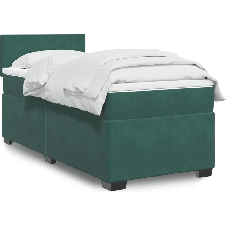 vidaXL Boxspringbett mit Matratze Dunkelgrün 90x200 cm Samt 3288507 – Bild 1