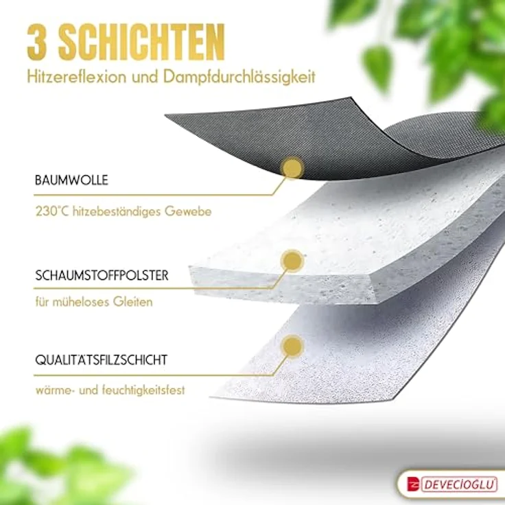 Harbinger Bügelbrett, 36x114 cm mit verstellbarer Höhe 50-80 cm, hitzebeständiger 100% Baumwollbezug – Bild 4