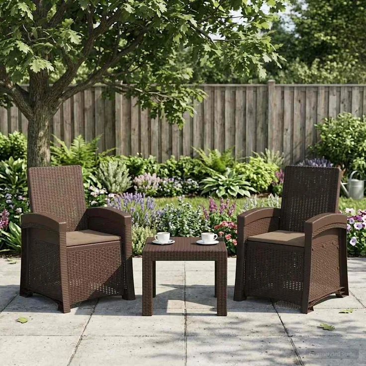 vidaXL Liegesessel Garten Rattan-Optik 2 Stk. Braun und Taupe PP 8012022 – Bild 1