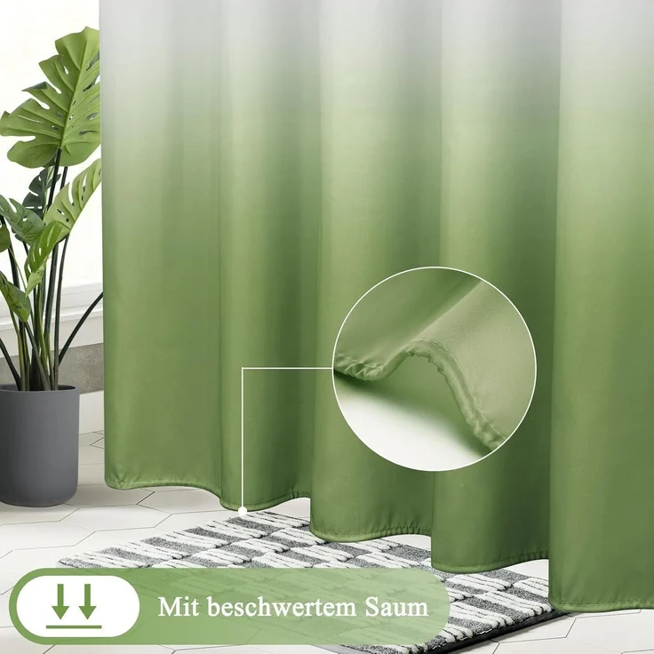 Duschvorhang 180x200cm Grün Textil Wasserdicht Waschbar Antischimmel – Bild 4