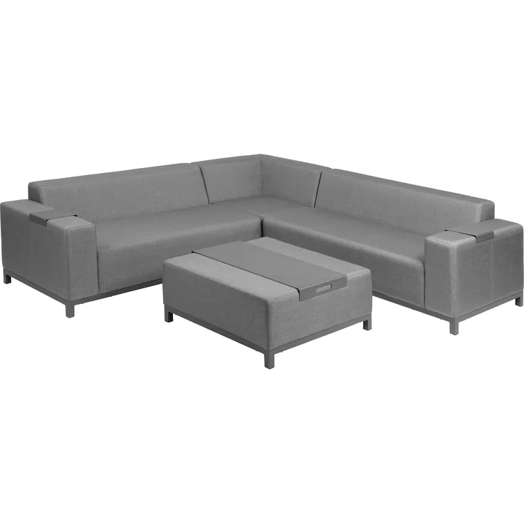 greemotion Loft Lounge Set 'Dallas', Garten-Ecksofa-Set mit Tisch/Hocker, 4tlg, Aluminium Anthrazit
