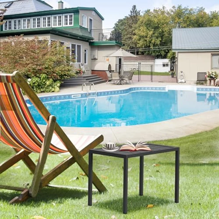 Mucola Gartentisch Aluminium Beistell Balkontisch rechteckig wetterfest Anthrazit Tisch Outdoor hitze- und wetterbeständig Terrassentisch – Bild 4