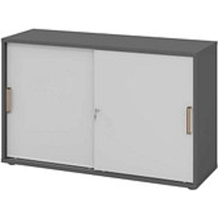 HAMMERBACHER Schiebetürenschrank 1752S, V1752S/G/5/SG, grafit und grau, 1 Fachboden, 120 x 40 x 74,8 cm, abschließbar, platzsparend