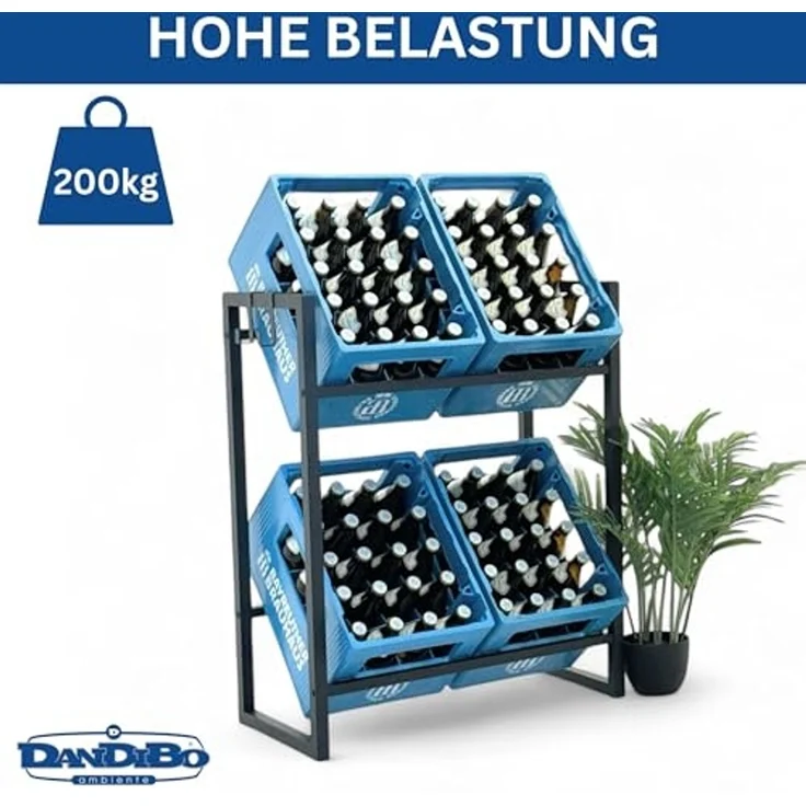 DanDiBo Getränkekistenregal 4 Kisten mit Gitter Haken Schmal Metall 96597 Getränkeregal Kistenregal Getränkekistenhalter – Bild 4