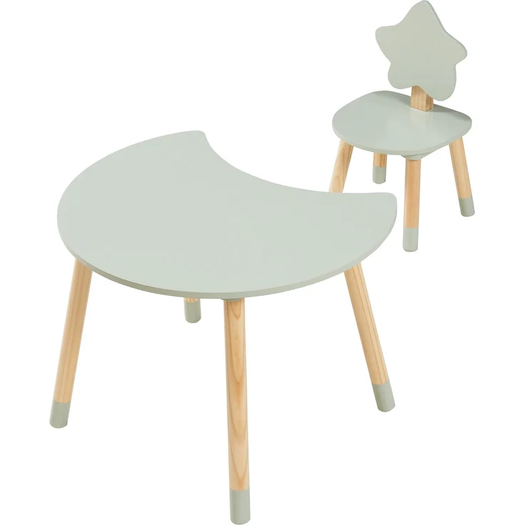 Kinderschreibtisch mit Stuhl Lallega Mond- und Stern-Design Mintgrün [en. casa] – Bild 5