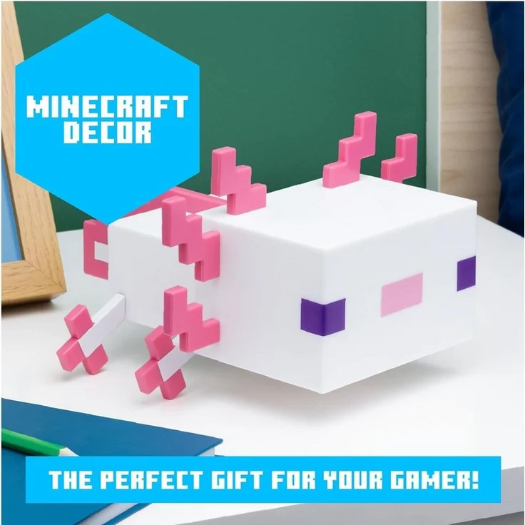 Paladone Minecraft Axolotl Licht | Dekorieren Sie Ihren Schreibtisch oder Nachttisch | Betrieben mit 3X AA Batterien – Bild 2