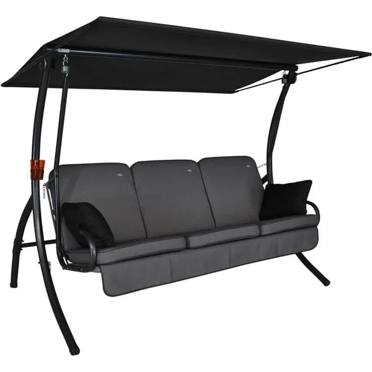 Angerer Freizeitmöbel GmbH Hollywoodschaukel Primero Style - Gartenschaukel Made in Germany - Schaukel zum Sitzen, Liegen und Entspannen - inklusive Bett-Funktion - einfache Montage (Grau)