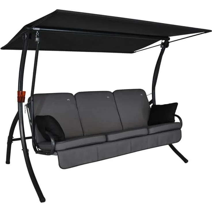 Angerer Freizeitmöbel GmbH Hollywoodschaukel Primero Style - Gartenschaukel Made in Germany - Schaukel zum Sitzen, Liegen und Entspannen - inklusive Bett-Funktion - einfache Montage (Grau)