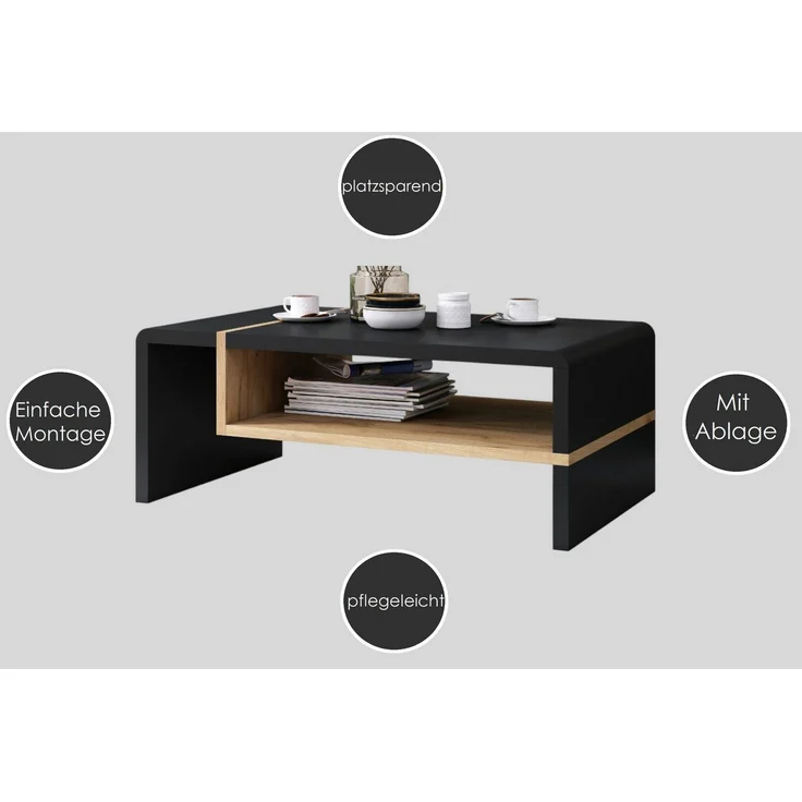 designimpex Couchtisch Design Wohnzimmertisch Folk 01 Tisch mit Ablagefläche – Bild 3