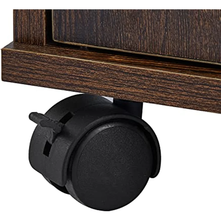 TUKAILAI Rollcontainer Aktenschrank aus Holz, Abschließbar Büroschrank mit 3 Schubladen und Tür, Mobiler Schreibtisch Unterschrank mit 4 Rollen für Büro Arbeitszimmer Wohnzimmer, 40×60×57 cm, Braun – Bild 8
