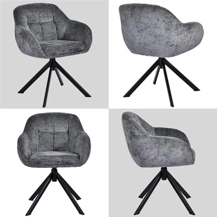 Duhome Loungesessel, Armlehnstuhl aus Chenille-Stoff, Schminktisch Stuhl 360° drehbar – Bild 9