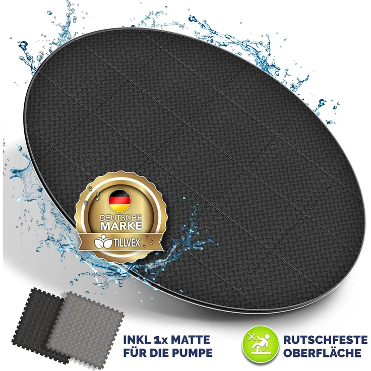 tillvex® Whirlpool Unterlage rund Grau 196 cm | Bodenmatte Poolunterlage Matte für Outdoor Whirlpools | Thermo Bodenschutzmatte Pool Untergrund | Bodenschutz Bodenplatte schützt & isoliert – Bild 1