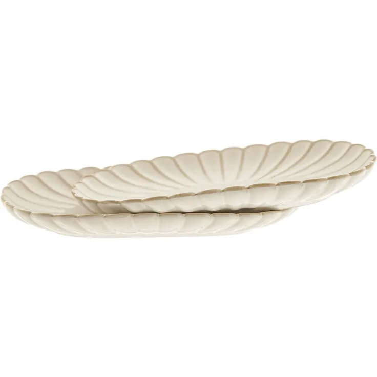 Bloomy Servierplatten aus hochwertigem Porzellan - 2-teilig mit floraler Struktur