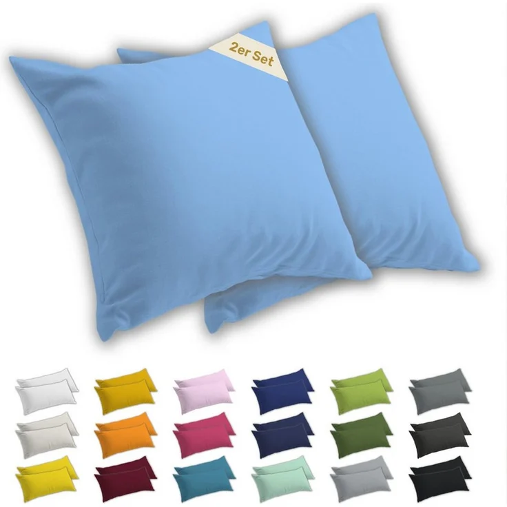 Lavea Kissenbezug 2er Set Kissenhülle Jersey, 100% Baumwolle, Kissenbezüge, (2 Stück), allergikerfreundlich - sicherer YKK-Reißverschluss - waschbar 60°C – Bild 1
