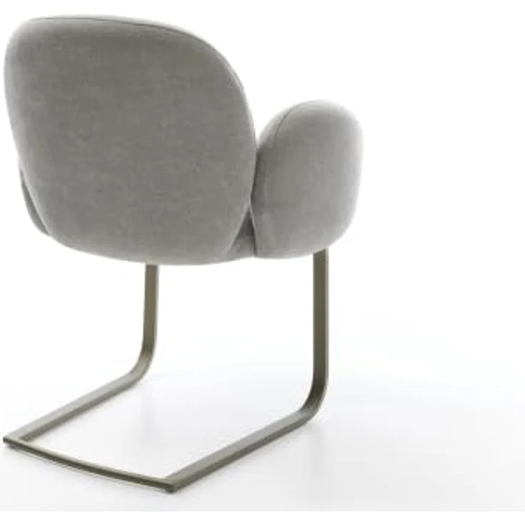 Freischwinger Nube-Flex mit Armlehnen Strukturstoff Soft Grau Freischwinger flach Effektfinish Titan Taschenfederkern – Bild 7