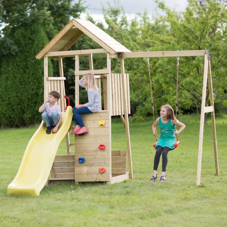 Wendi Toys Holz Spielturm Biene | inkl. Rutsche,
