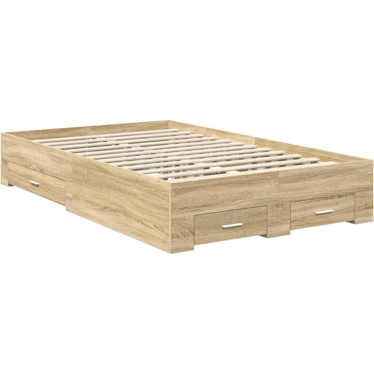 vidaXL Bettrahmen mit Kopfteil Sonoma-Eiche 120 x 200 cm Holzwerkstoff 3410013 – Bild 5