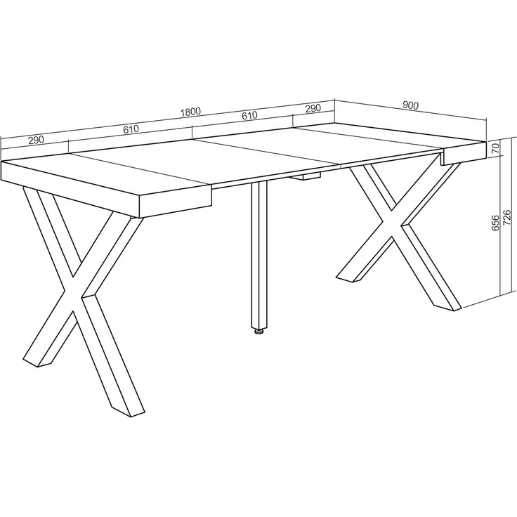 Skraut Home | Ausziehbarertisch | Multifunktionaler ausziehbarer | 180 | Für 8 Gäste | Massivholz Beine | Moderner Stil | Weiß und Schwarz – Bild 3