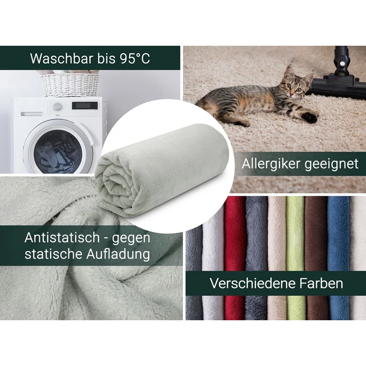 ZOLLNER Kuscheldecke, 150x200 cm, hellgrau – Bild 2