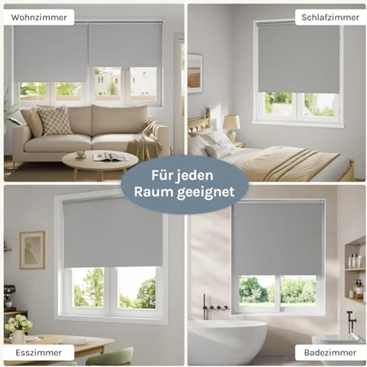 WOLTU Verdunkelungsrollo, nur zur Schraubmontag Thermo Verdunkelungsrollo mit Kette, Sichtschutz für Türen und Fenster, 160x160 cm [Stoffbreite: 156 cm], Grau – Bild 7