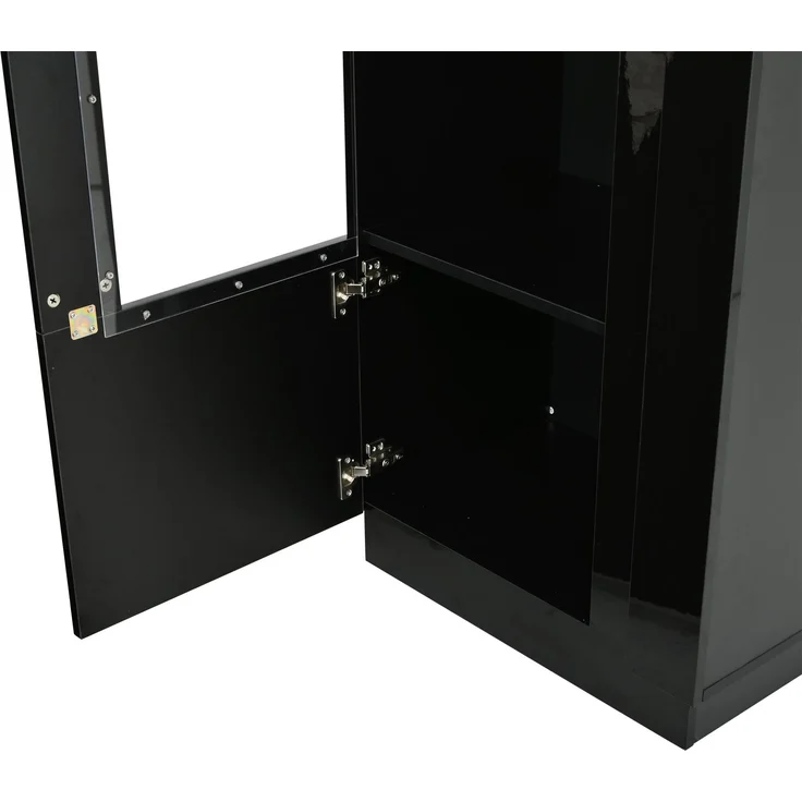 Vitrine 60 x 40 x 180 cm aus Spanplatte, mit Acrylglastür und LED-Beleuchtung, Schwarz – Bild 10