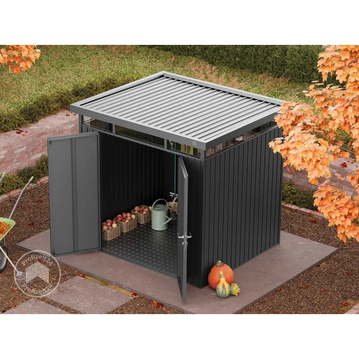 GFP Primeyard Gerätehaus Metall Gartenhaus 210x180x205 cm Geräteschuppen Flachdach anthrazit – Bild 3