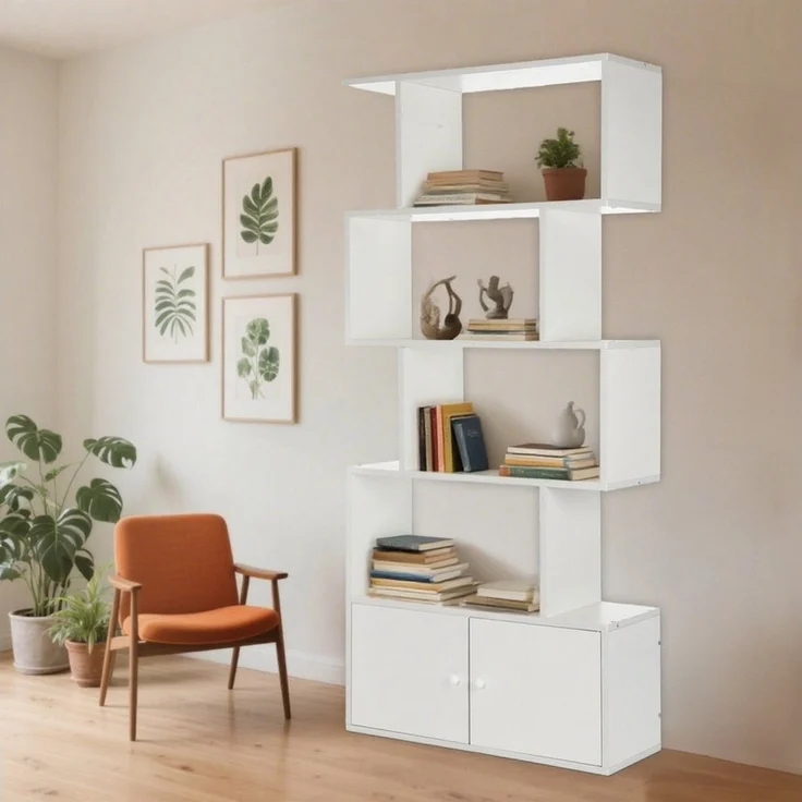 oyajia Bücherregal Bücherregal 151cm für Wohnzimmer Home Office,4-Stöckiges & Doppeltüren, Standregal, Büroregal, 4 Fächer, Holzwerkstoff, 70x24x151cm (BxTxH) – Bild 1