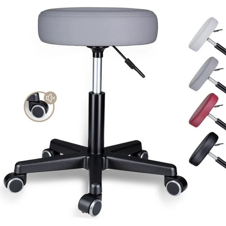Zedelmaier Hocker Drehhocker Bürohocker Barhocker Arbeitshocker Polsterung, 44-58cm Höhenverstellbarer, 360°drehbar mit 5 Rollen – Bild 4