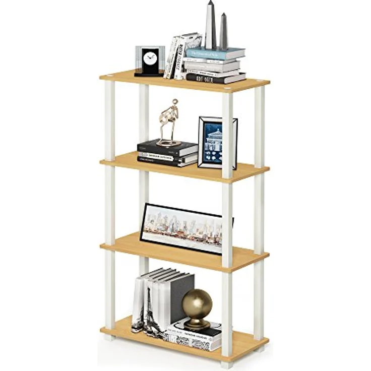 Furinno Mehrzweck-Regal mit 4 Ebenen, holz, Buche/Weiß, 29. 46x59. 94x109. 86 cm – Bild 6