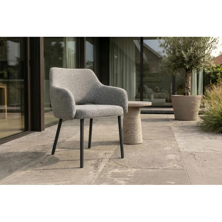 KAWOLA Gartenstuhl AMUR Outdoor Stoff grau 80 x 62 x 62 cm