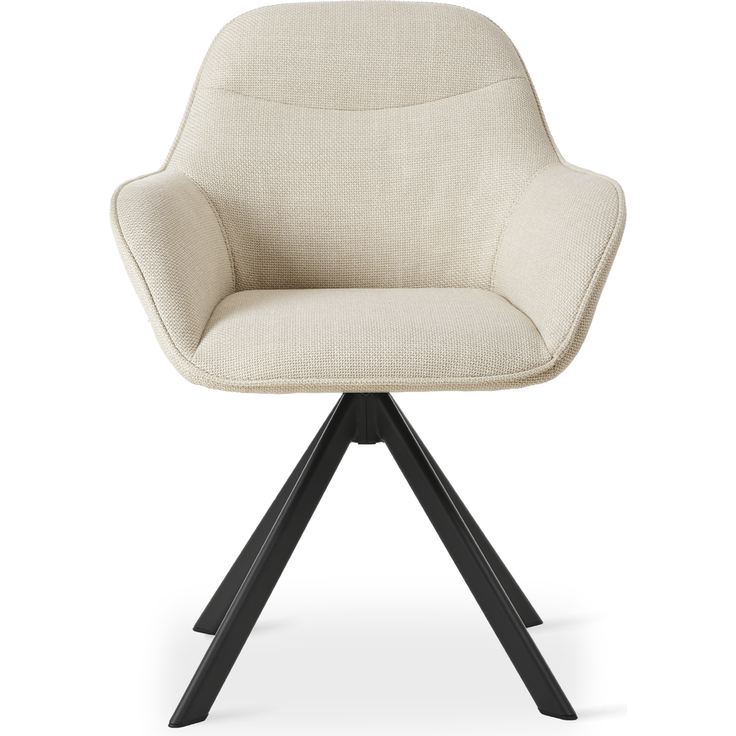 GOEURVANT 1370 Esszimmerstühle 4er-Set mit Armlehnen, 360° Drehbar, Webstoff - Beige Stoff – Bild 2