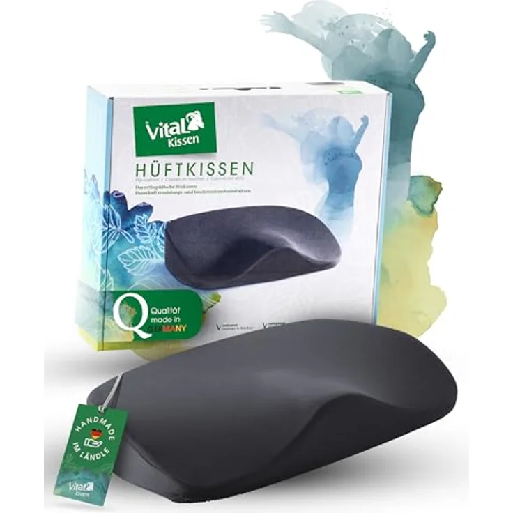 VitaL Kissen® Hüftkissen – ergonomisches orthopädisches Sitzkissen für Bürostühle – entlastet Rücken, Hüfte, Knie & LWS, rutschfeste Unterseite, Made in Germany