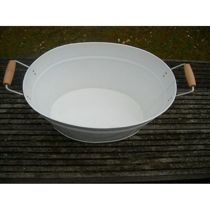 Deko-Impression Pflanzschale Eisenwanne, Pflanztopf, Zinkbottich, Pflanzschale 39 x 26 weiss (1 St) – Bild 3