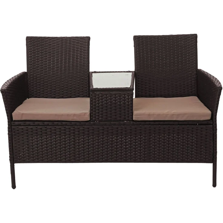 MCW Gartenbank MCW-E24, Poly-Rattan, mit Armlehnen, Bezüge mit Reißverschluss, wasserabweisend – Bild 3