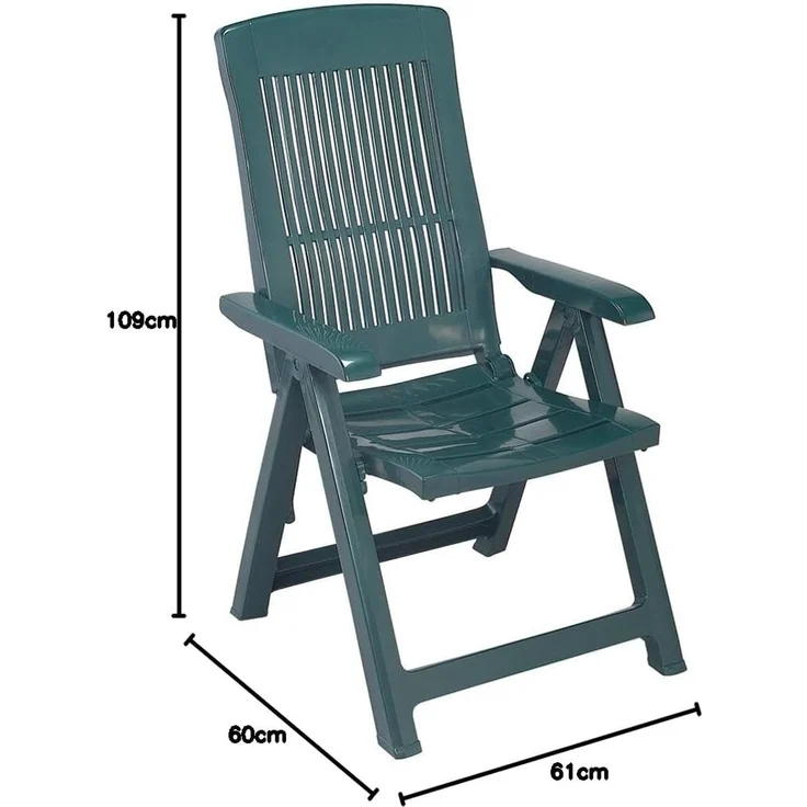 PROGARDEN Klappsessel Tampa 50x44x111 cm grün Kunststoff Gartenstuhl Klappstuhl – Bild 2