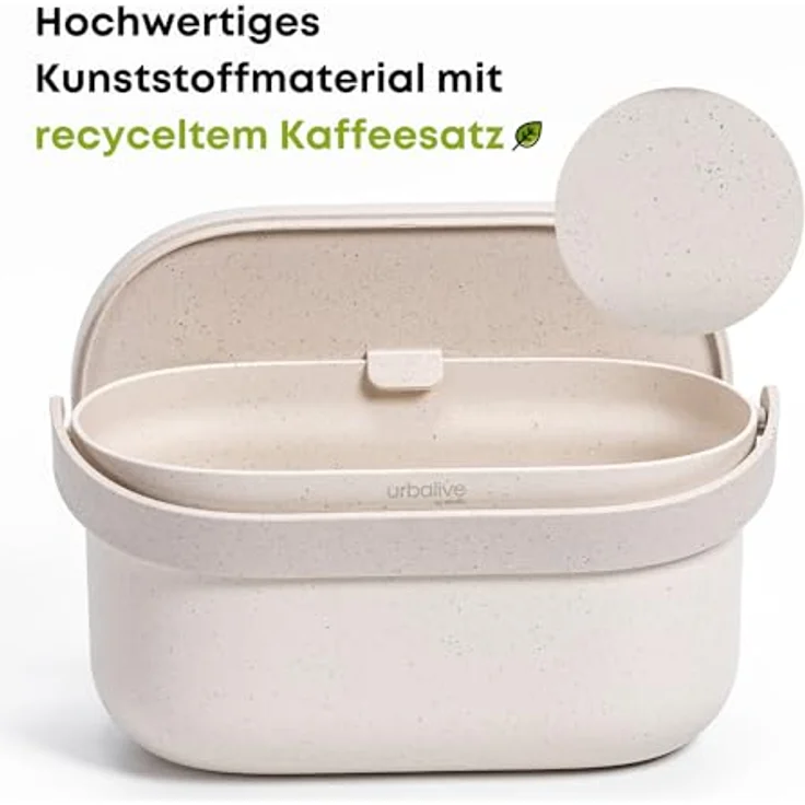 PLASTIA Papierkorb Plastia Biomüll Behälter mit Beuteln Elfenbein weiß Kaffeesatz – Bild 8