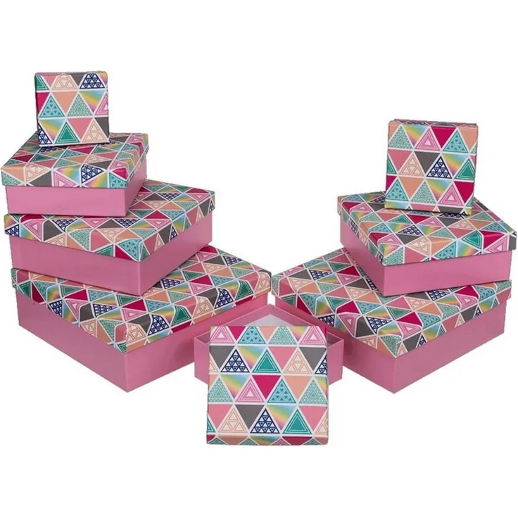 8 Rosa Geschenkkartons mit Muster in verschiedenen Größen Kartons bunt Abstrakt