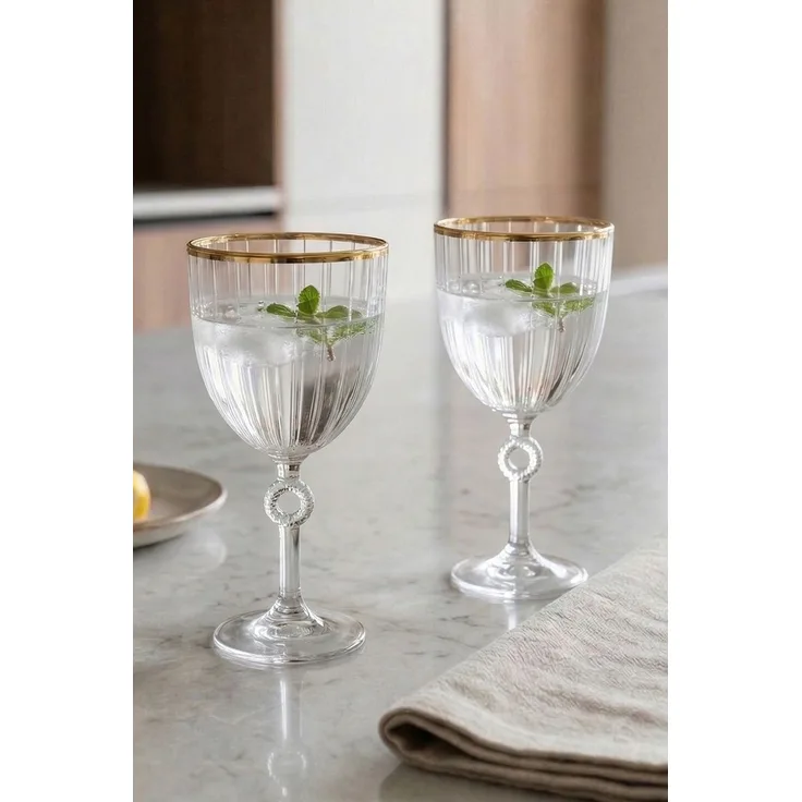 Hermia Concept 'Elite Gold 270 - Gold' Weingläser-Set (4-teilig), Gold, 8,8 x 8,8 x 16,8 cm, 270 ml